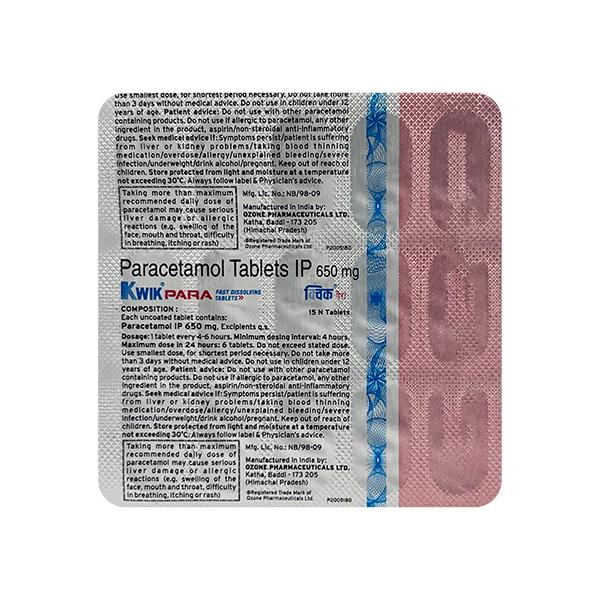 KWIKPARA 650mg Tablet 15's