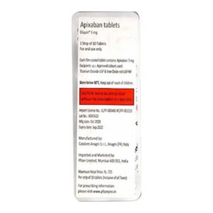 Eliquis 5mg Tablet 10'S