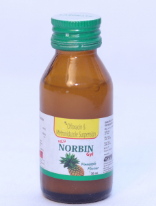 Ofloxacin 50 mg Metronidazole Benzoate IP EQ. To Metranidazole 100 mg Syrup