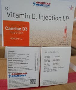 Vitamin D3 - Cholecalciferol IP (600000 I.U) 15 mg Injection I.P