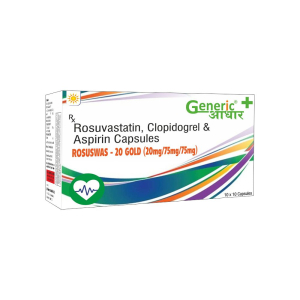 Rosuvastatin 20 mg+ Aspirin 75 mg + Clopidogrel 75 mg Caps (Rosuswas-20 GOLD)- GA