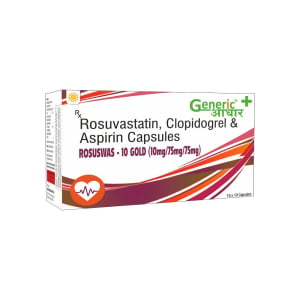 Rosuvastatin 10 mg+ Aspirin 75 mg+ Clopidogrel 75 mg Caps (Rosuswas-10 GOLD)- GA