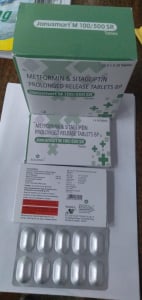 Sitagliptin Phosphate IP 100mg + Metformin Hydrochloride IP 500mg tablets