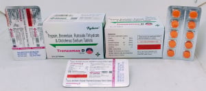 Trypsin 48 mg + Bromelain 90 mg + Rutoside Trihydrate 100 mg + Diclofenac sodium 50mg Tabs