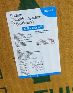Sodium Chloride injection IP 0.9% w/v (NS) 100ML