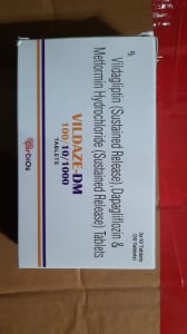 Dapagliflozin 10Mg + Metformin Hydrochloride SR 1000 Mg + Vildagliptin SR 100Mg Tabs