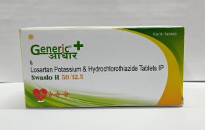 Losartan 50 mg + Hydrochlorothiazide 12.5 mg Tabs (SWASLO H 50/12.5) -GA