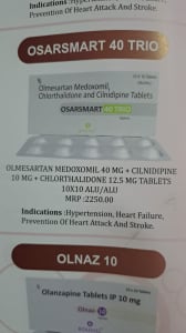 Olmesartan 40 mg + Chlorthalidone 12.5 mg + Cilnidipine 10 mg Tabs