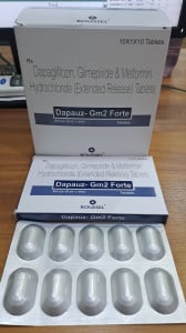 Dapagliflozin 10 mg + Glimepiride 2 mg + Metformin Hydrochloride 1000 mg (ER) Tablets