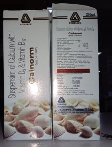 Calcium Carbonate IP 82mg + Vitamin D3 IP 200 IU + Vitamin B12 IP 2.5mcg suspension