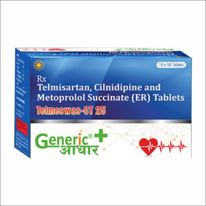 Telmisartan 40 mg + Cilnidipine 10 mg + Metoprolol (ER) 25 mg Tabs (Telmeswas CT 25)- GA