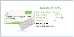 Dapagliflozin IP 5mg + Sitagliptin IP 50mg tabs
