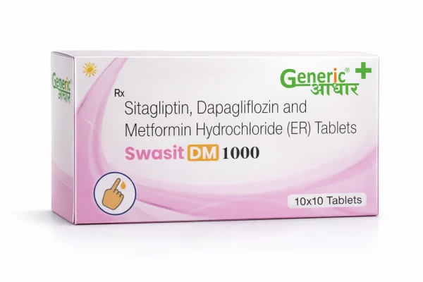 Dapagliflozin 10 mg + Sitagliptin 100 mg + Metformin 1000 mg Tabs (Swasit DM 1000)- GA