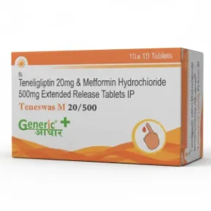 Teneligliptin 20 mg + Metformin 500 mg Tabs- (TENESWAS M 20/500)GA