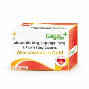 Atorvastatin 10 mg + Aspirin 75 mg + Clopidogrel 75 mg Caps (Atorvaswas 10 Gold)- GA