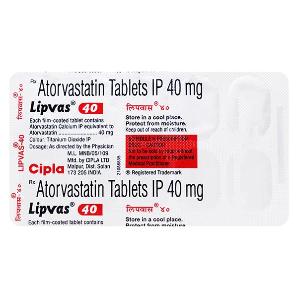 Lipvas 40mg Tablet 10'S
