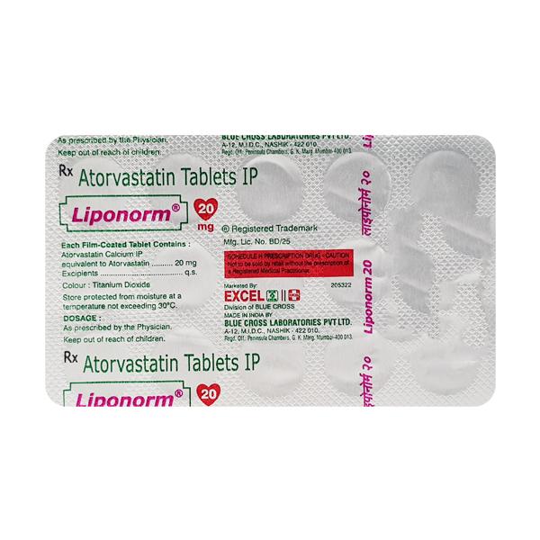 Liponorm 20mg Tablet 15'S