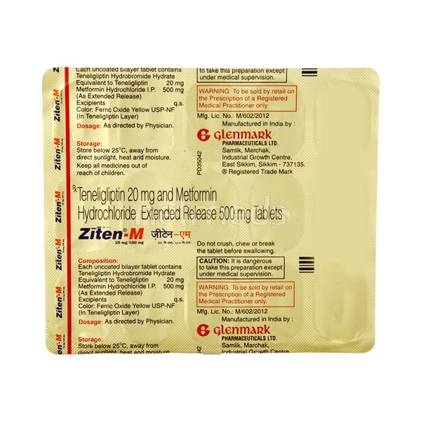 ZITEN M 20/500MG TAB 15`S