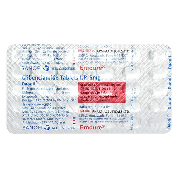 Daonil 5mg Tablet 30'S